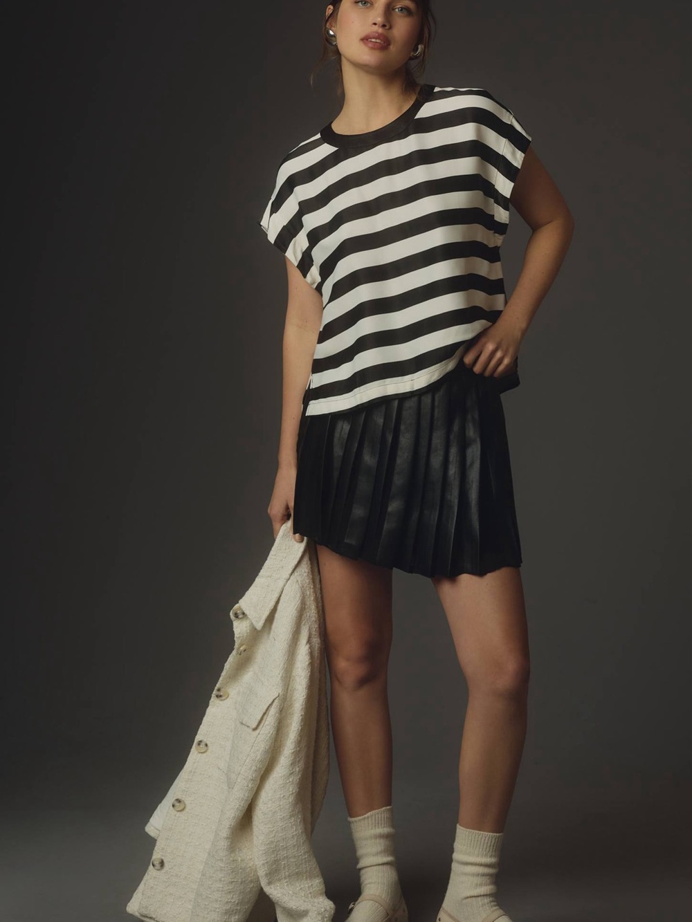 Maeve Batwing Button-back Tee